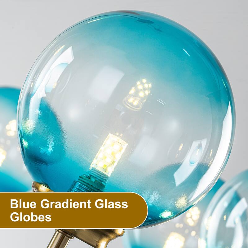 Starsky 8-Light Blue Bubble Novelty Candle-Inspired Chandelier - Black