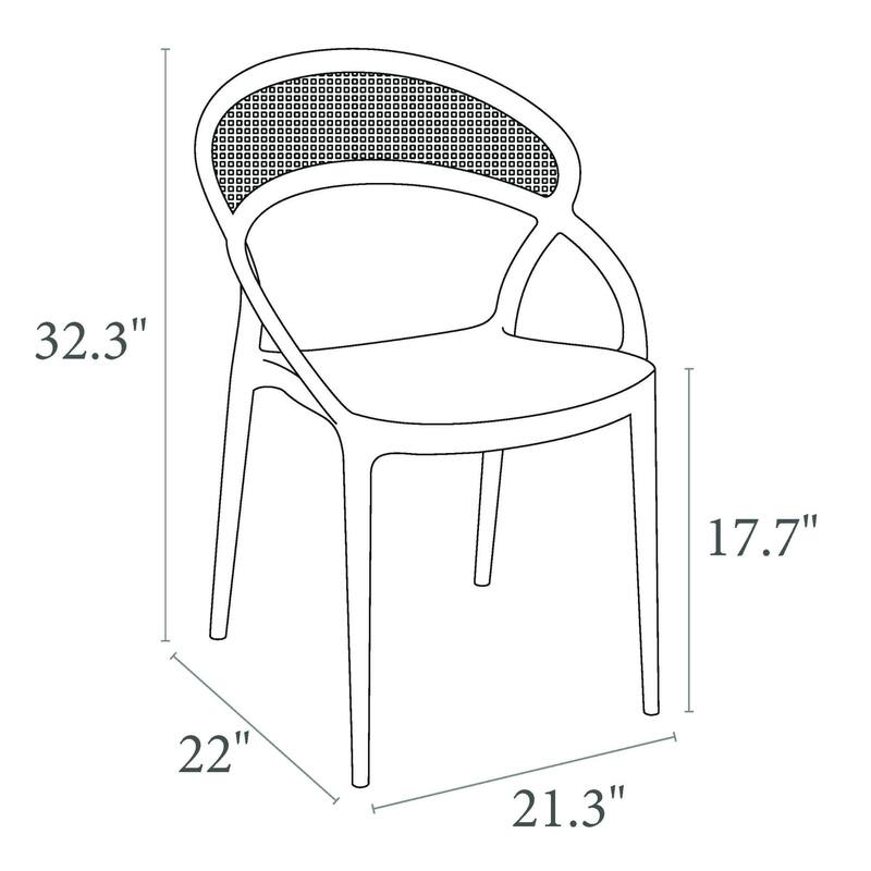 32.25" Gray Mesh Outdoor Patio Round Dining Chair