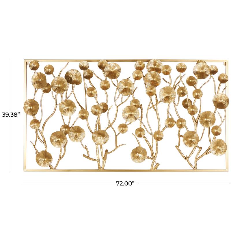 Metal Floral Dimensional Wall Decor - Gold - Roche River Decor
