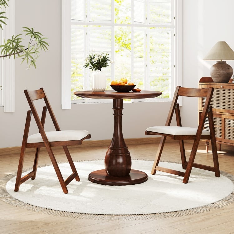 Rubber Wood Dining Chairs Set of 4 with Cushioned Seats Ergonomic Backrest - 22.5" x 19.5" x 34"