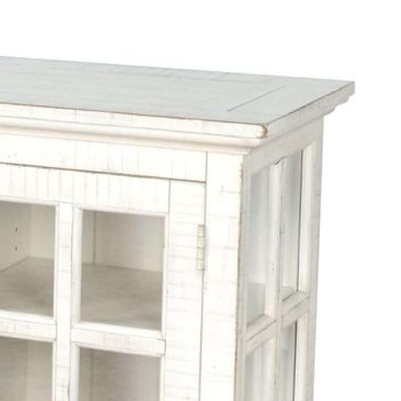 Kobe TV Stand Media Cabinet, Glass Doors, Farmhouse White 62 Inch