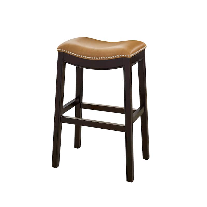 Julian 31" Espresso Bar Stool with Tan Faux Leather seat - Bar Height