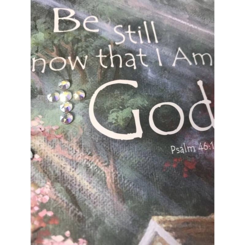 Green Pink Bible Verse Swarovski Square Pizazz Wall Art 10"x 10"