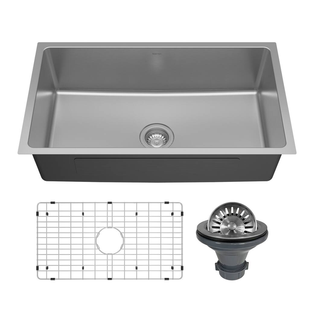 Karran Lansen 32" Undermount 18 Gauge Single Bowl Stainless Steel Sink with Accessories
