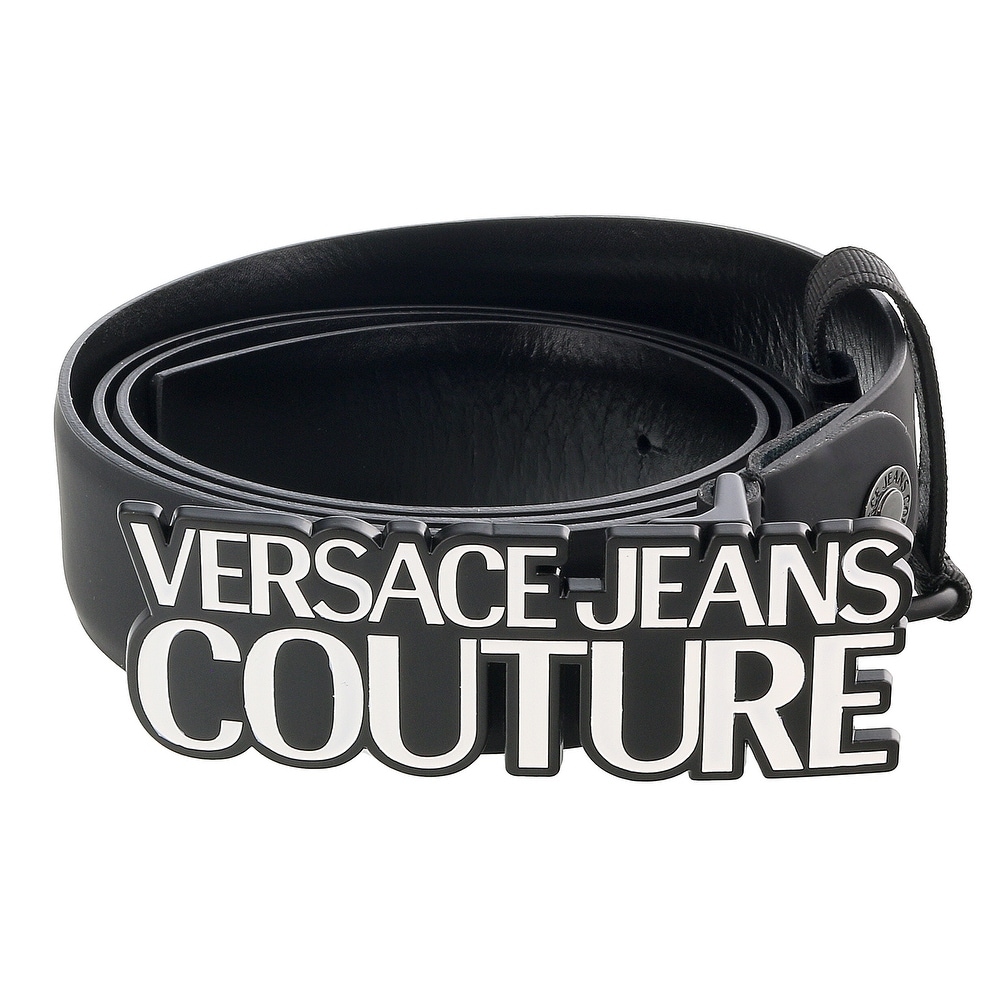 Versace Jeans Couture Black Tone on Tone Square Buckle Fully Adjustable Belt Size 28 to 42 for Mens