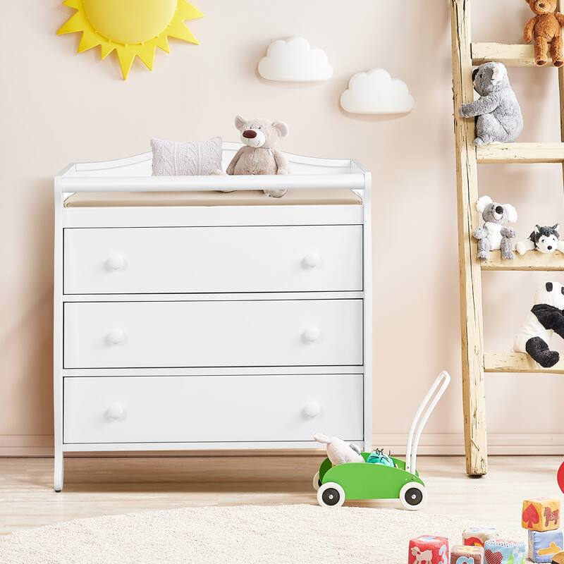 3 Drawer Changing Table Infant Diaper Changing Station with Drawers