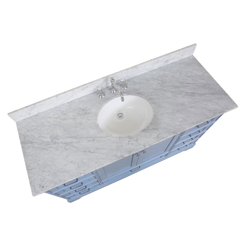 KitchenBathCollection Harper 60" Single Bathroom Vanity with Carrara Marble Top
