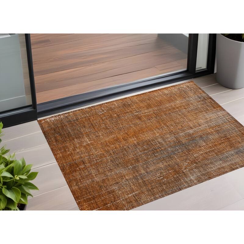 Elri Stripe Weather Resistant Timeless Fusion Outdoor Rug - 2' x 3' - Orange