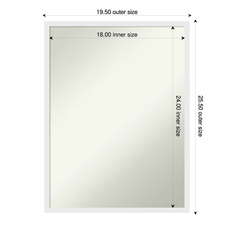 Incline Non-Beveled Wood Framed Wall Mirror - 20 x 26 in - Incline White