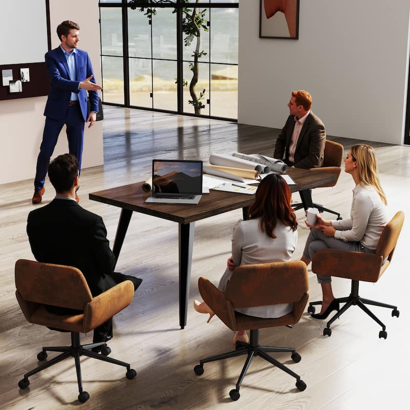 Homy Casa Modern Task Chair-Upholstered, Adjustable Height, Open Arms