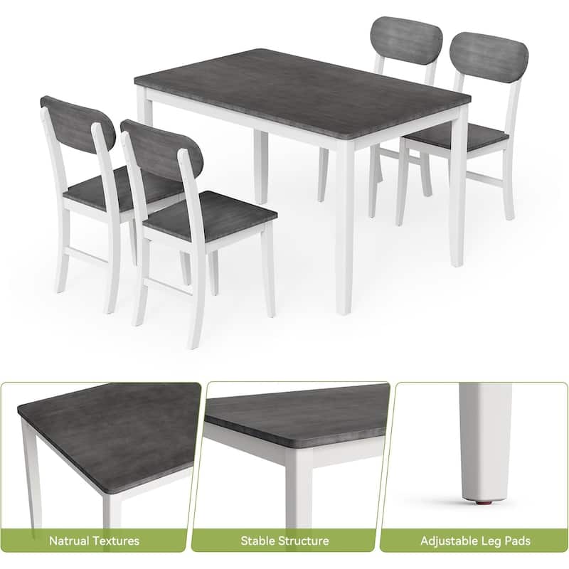 Dining Table Set for 4, 5 Pieces Kitchen Table Set with Solid Wood Legs