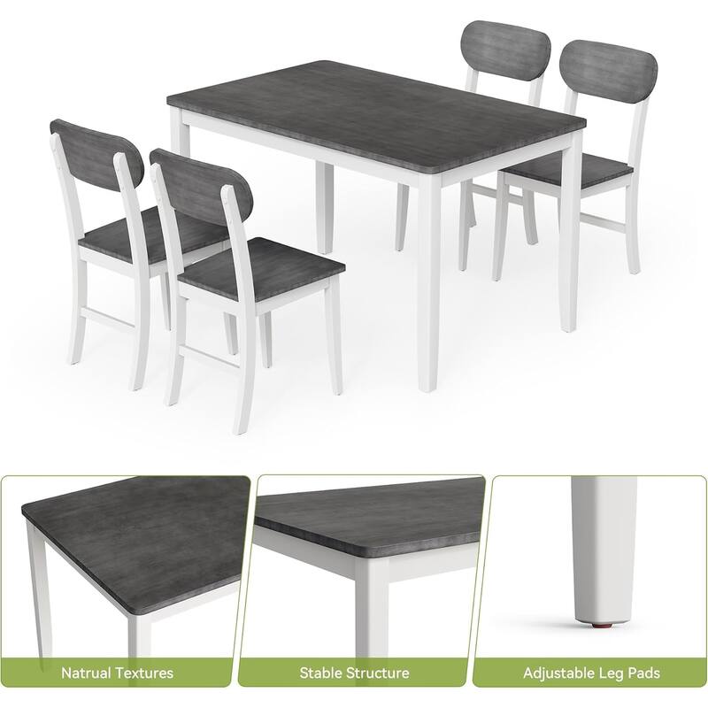 Dining Table Set for 4, Rectangle Wooden Kitchen Table