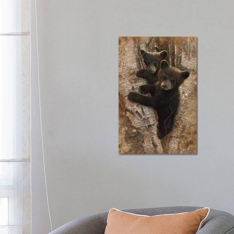 iCanvas "Curious Black Bear Cubs, Vertical" by Collin Bogle Canvas Print - 26x18x1.5