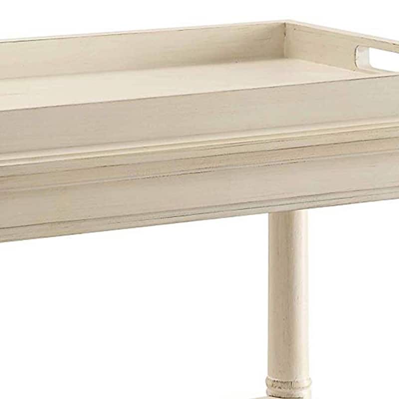 Wooden Serving Tray Table, Antique White