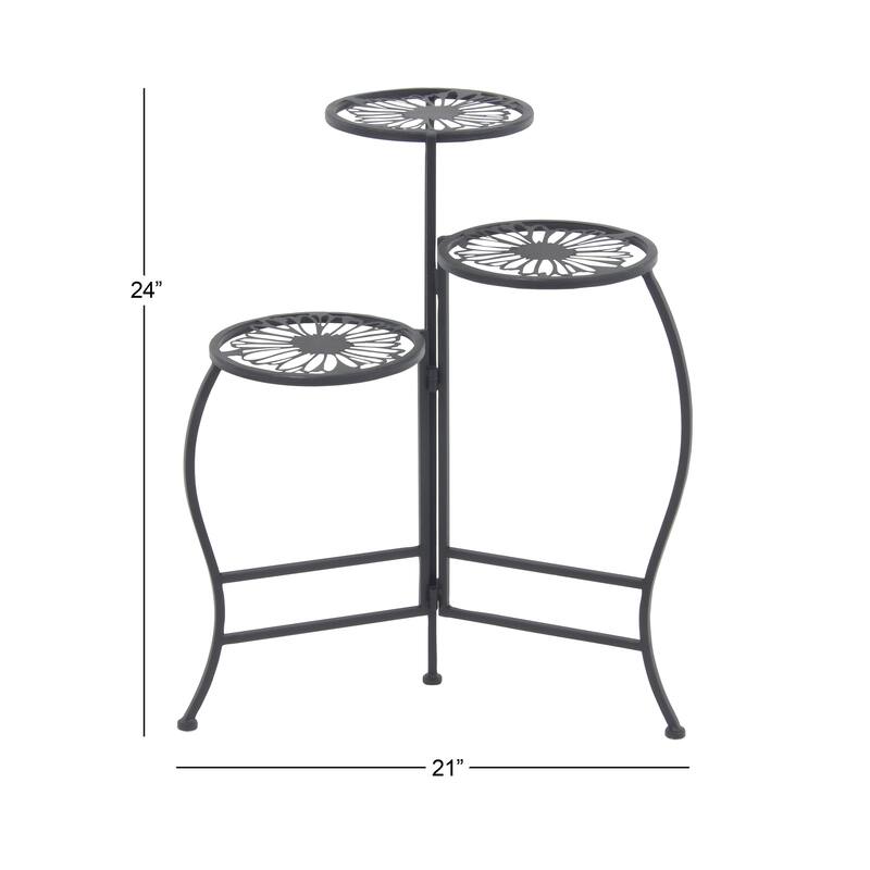 White or Black Metal Indoor Outdoor 3 Tier Floral Plantstand