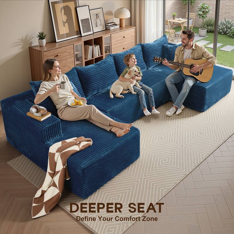 OVIOS 3 Piece Plush Sectional Non-Assembly Indoor Sofa