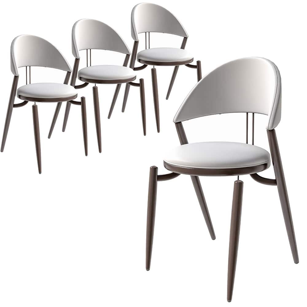Venice Upholstered Leather Dining Chair (Set of 4) Open Back Accent Side Chair with Iron Legs