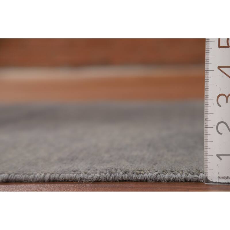 Gray Modern Gabbeh Oriental Foyer Rug Hand-Knotted Solid Wool Carpet - 3'3"x 4'10"
