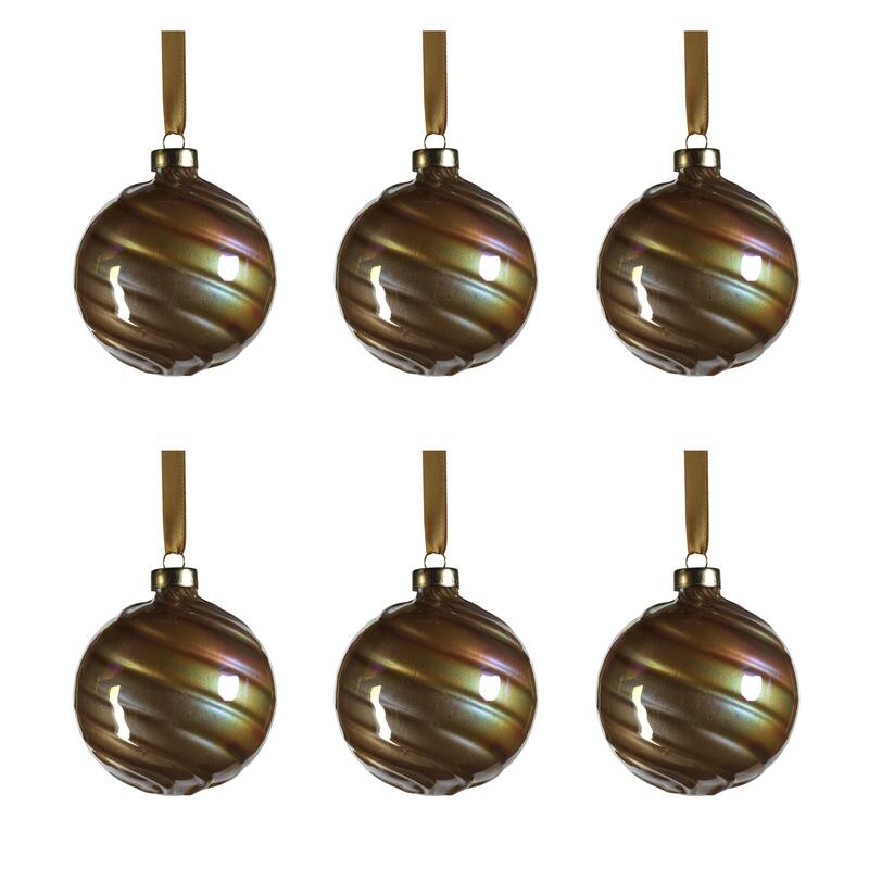 Pearl Luster 3.25" Glass Ball Ornaments, Set of 6