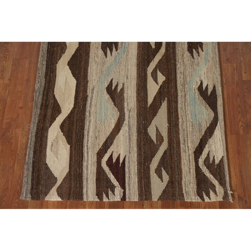 Striped Kilim Oriental Accent Rug Hand-Woven Wool Carpet - 3'0"x 5'0"