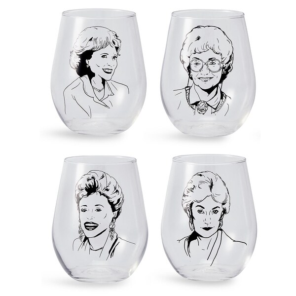 Each Holds 16 Ounces Just Funky The Golden Girls Stemless Wine Glass Collectible Set of 4
