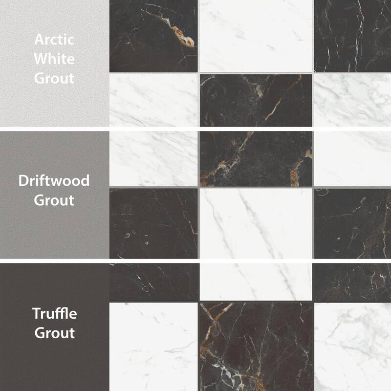 Merola Tile Reve Checker Blanc with Noir 11-3/4" x 11-3/4" Porcelain Floor and Wall Tile