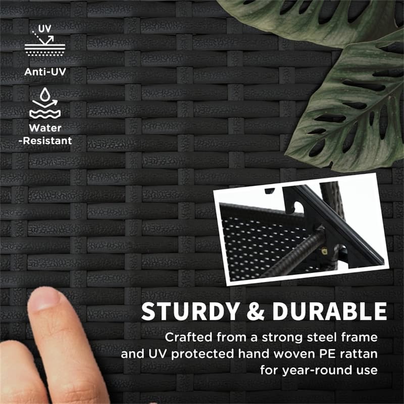 Outdoor Poolside Chaise Lounge Chair Set with Adjustable Backrest Wheels Thick Cushions Steel Rattan Patio Garden Furniture