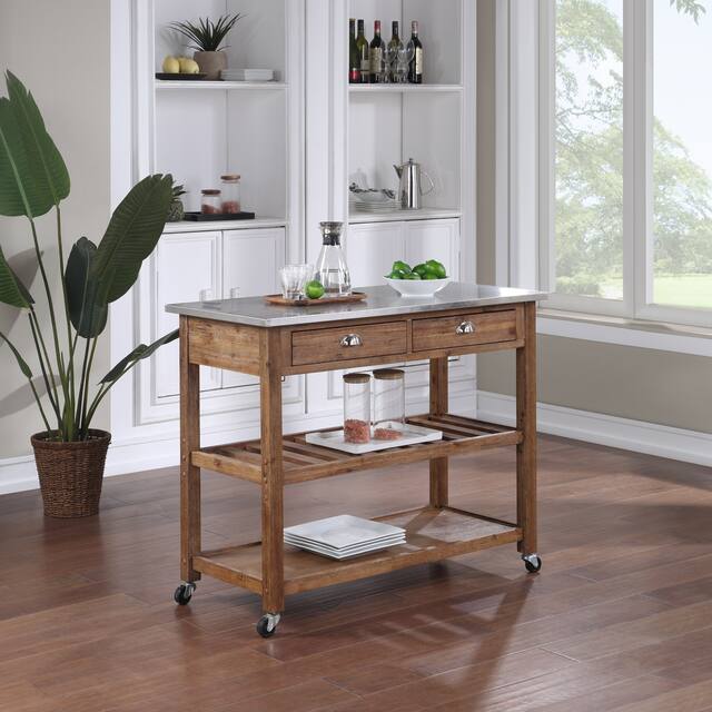 The Gray Barn Firebranch Wire-brush Kitchen Cart - Barnwood Wire-Brush