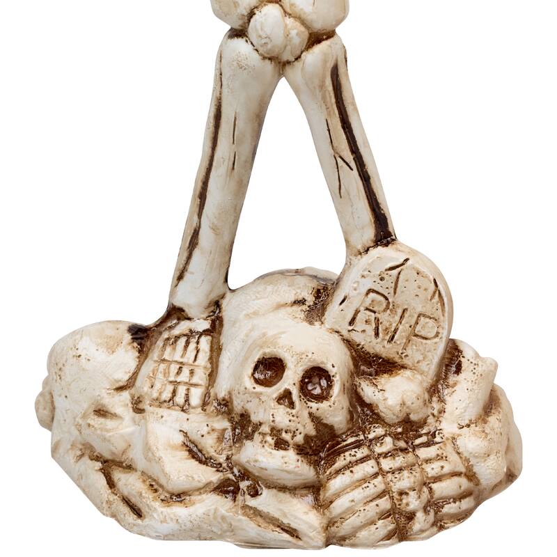 Dripping Flameless Candles Skeleton Halloween Candelabra - 14.5" - Amber Lights