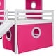 preview thumbnail 59 of 57, House Low Loft Bed with Slide & Tent Solid Wood Kids Loft Bed Frame with Tower and Ladders for Kids Teens Boys & Girls