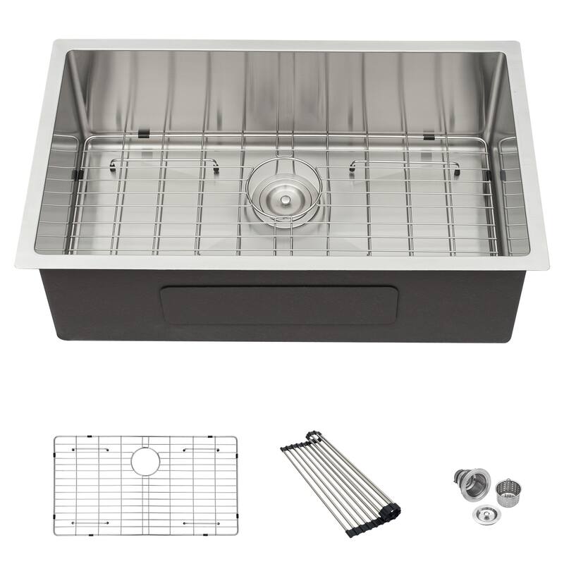 Undermount 16 Gauge Single Bowl Stainless Steel Kitchen Sink in Brushed Nickel