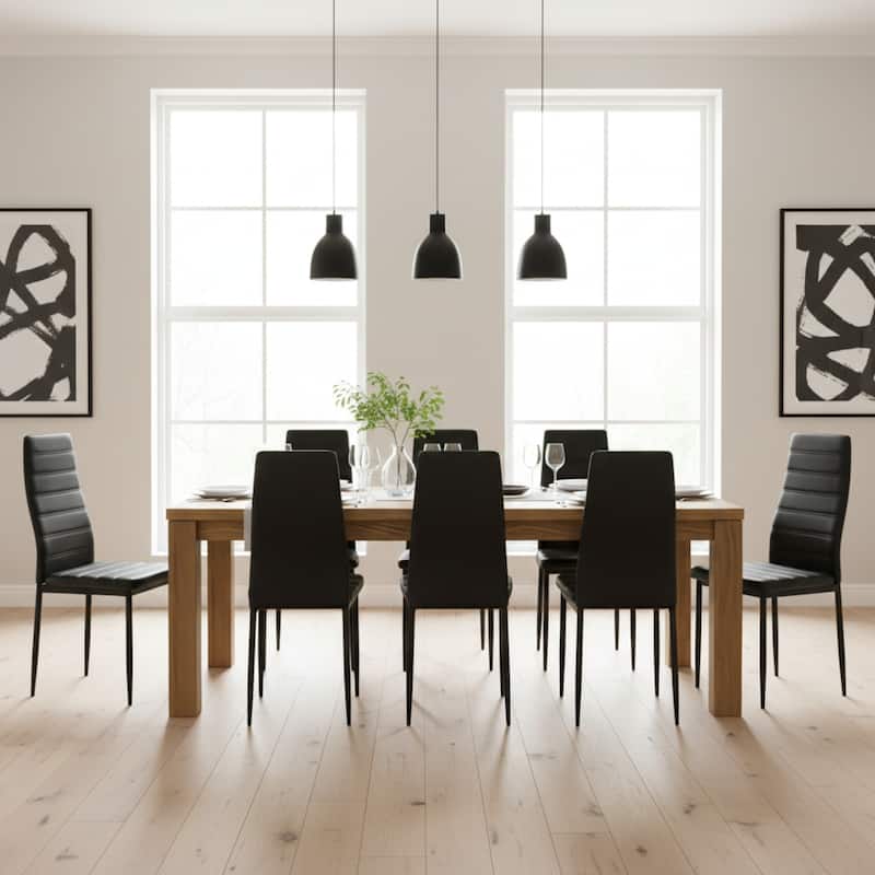 Homylin Modern PU Leather Dining Chairs with Metal Legs, Armless Padded Side Chairs for Kitchen & Dining Room