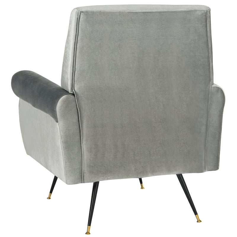 SAFAVIEH Mid-Century Modern Glam Mira Velvet Light Grey Club Chair - 32" W x 29" D x 37" H