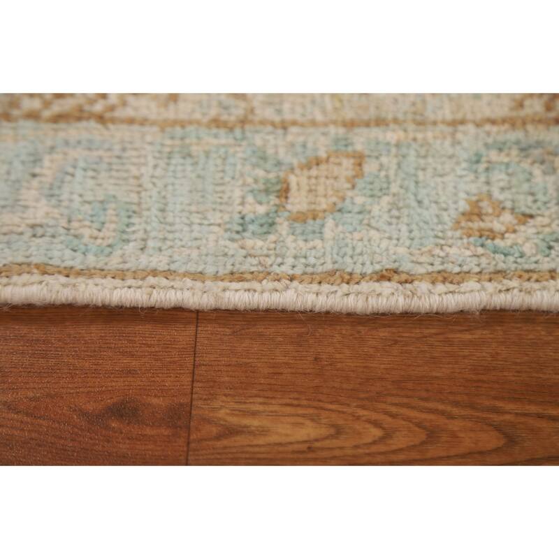Hand Knotted Oriental 100% Wool Carpet Transitional Geometric Beige & Ivories Oushak Area Rug - 2' 11'' X 2' 0''