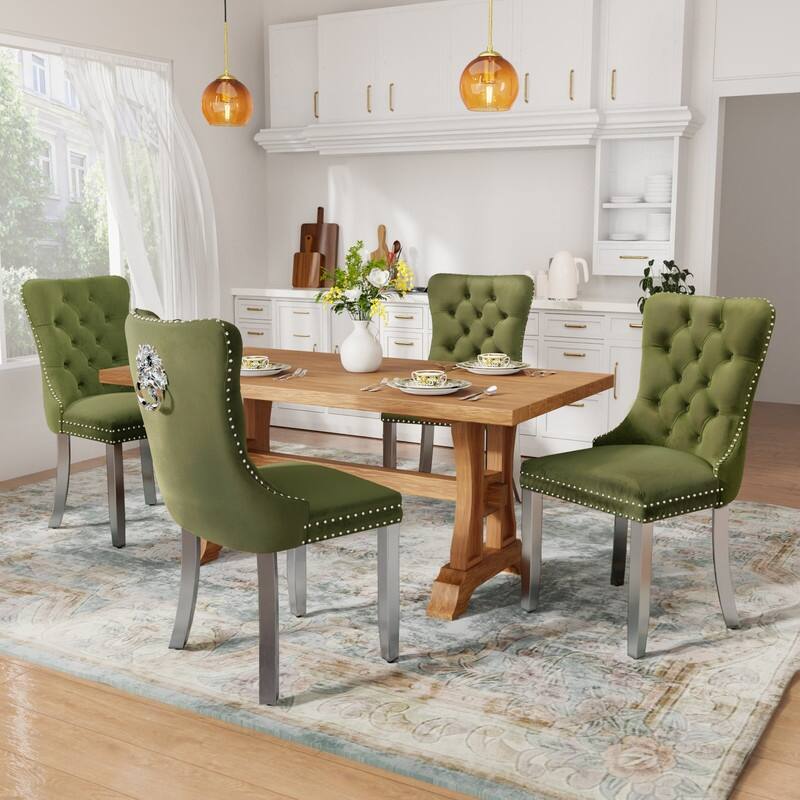 Tufted Naliheads Solid Wood Upholstered Dining Chairs Set of 8