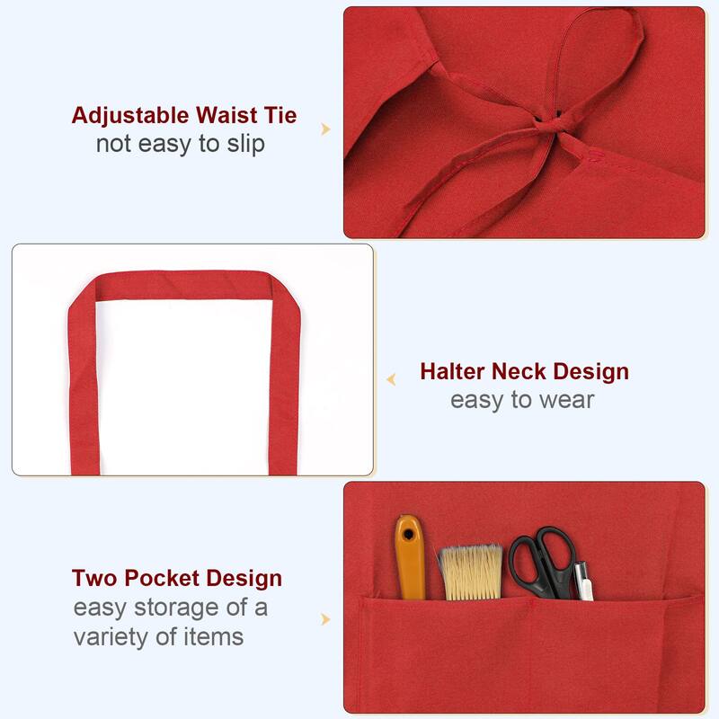 3pcs Kitchen Cooking Aprons 75x65cm Polyester Art Apron - 75cmx65cm