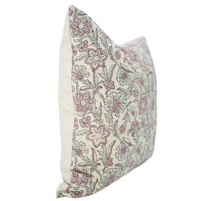 Fabdivine Soft Linen Floral Bohemian Pillow Case Hand Block Print for Home Décor