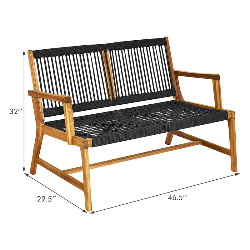 Outdoor Wood Bench 2-Person Patio Bench Loveseat Chair