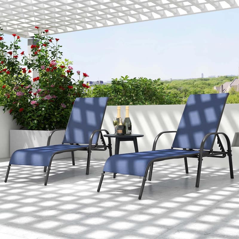 Costway Patio Lounge Chair Chaise Adjustable Reclining Armrest