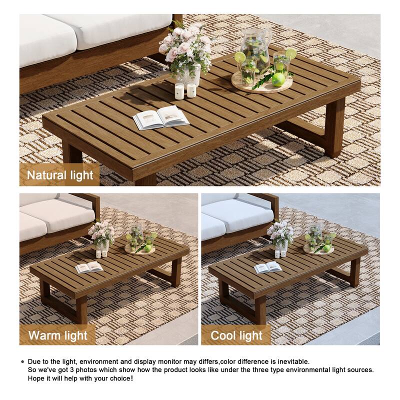 Rectangular Teak Wood Outdoor Patio Coffee Table