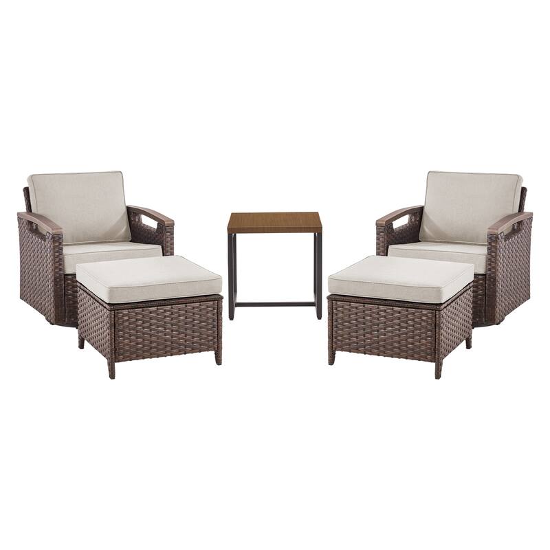 Pocassy Outdoor Brown Wicker Funitre with Cushion Set