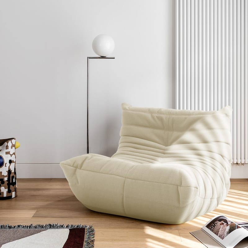 Fireside Chair Single Sofa Teddy Fabric Bean Bag Chair