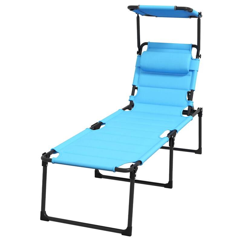 Adjustable Folding Recliner with Awning Top and Pillow