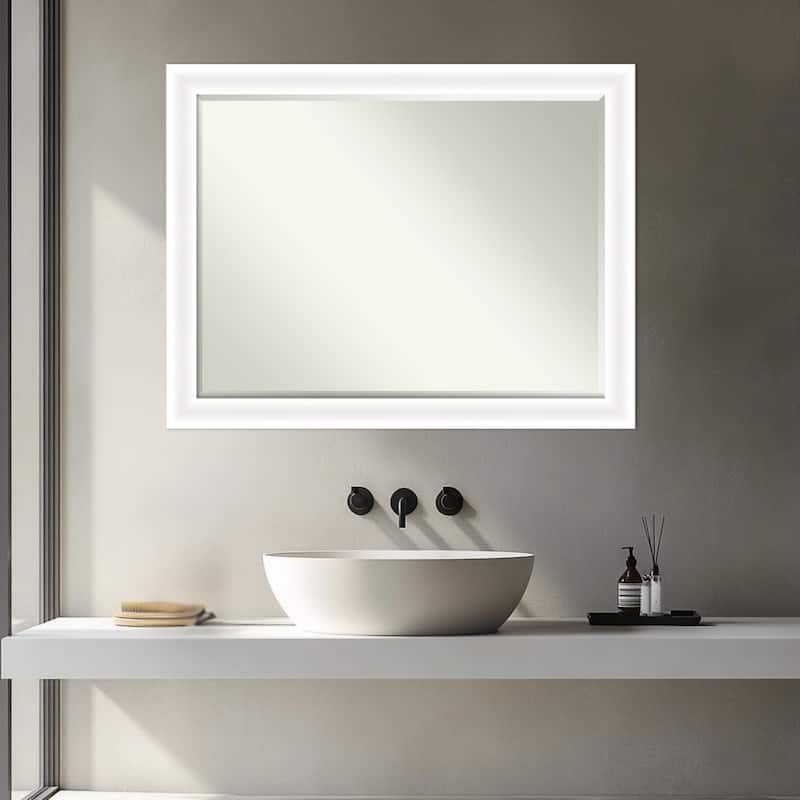 Oliver Narrow Half-Inch-Bevel Wood Framed Bathroom Vanity Wall Mirror
