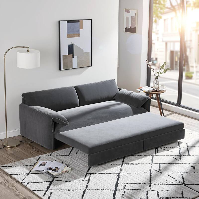 Homy Casa 3-in-1 Convertible Sofa Bed Queen Size Futon with Storage, Living Room, Bedroom, Christmas Gift