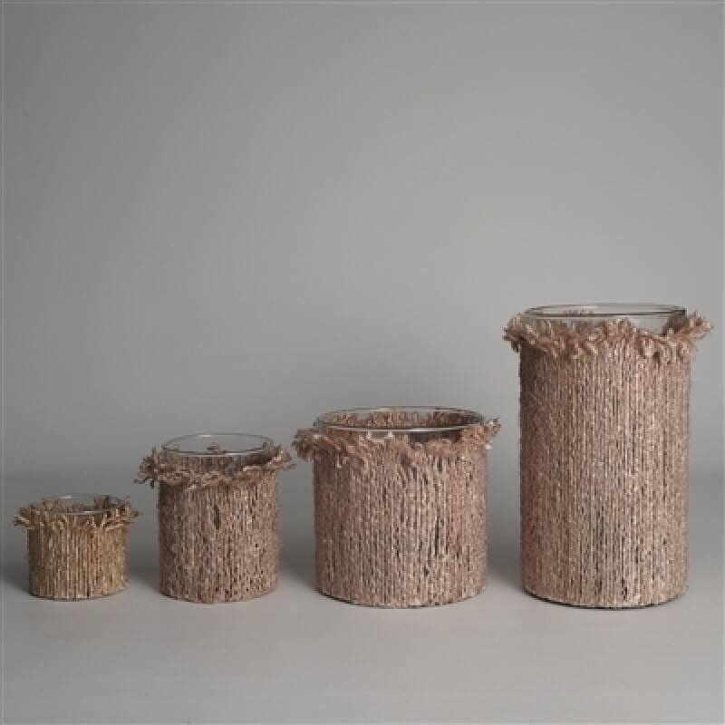 Glass Textured Votive Candle Holder - 10" - Brown