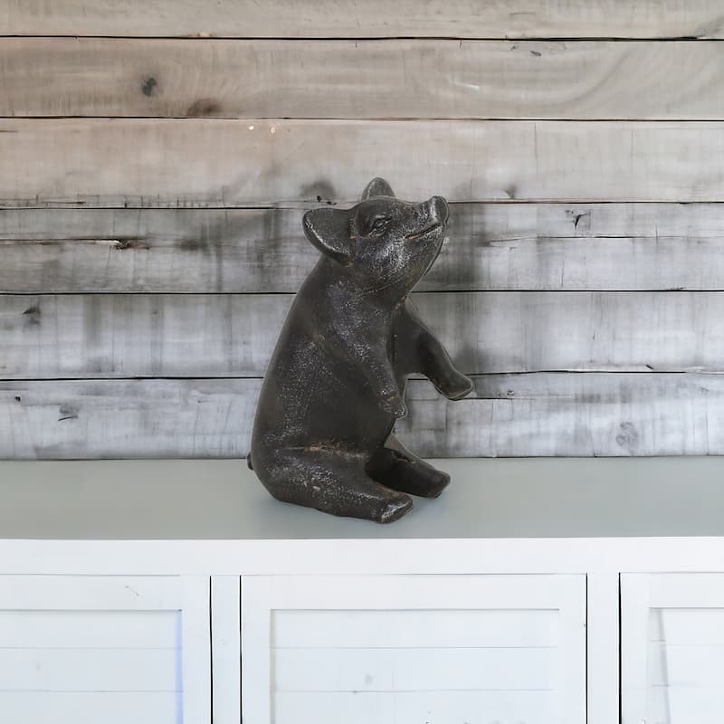 HomeRoots 8" Black Rustic Metal Pig Figurine - 4.5' X '8' X '3.5 - 4.5' X '8' X '3.5