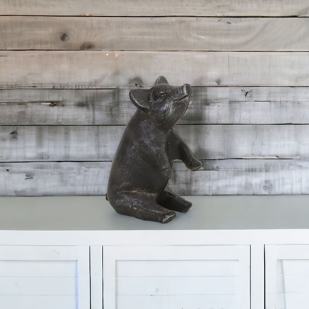 HomeRoots 8" Black Rustic Metal Pig Figurine - 4.5' X '8' X '3.5