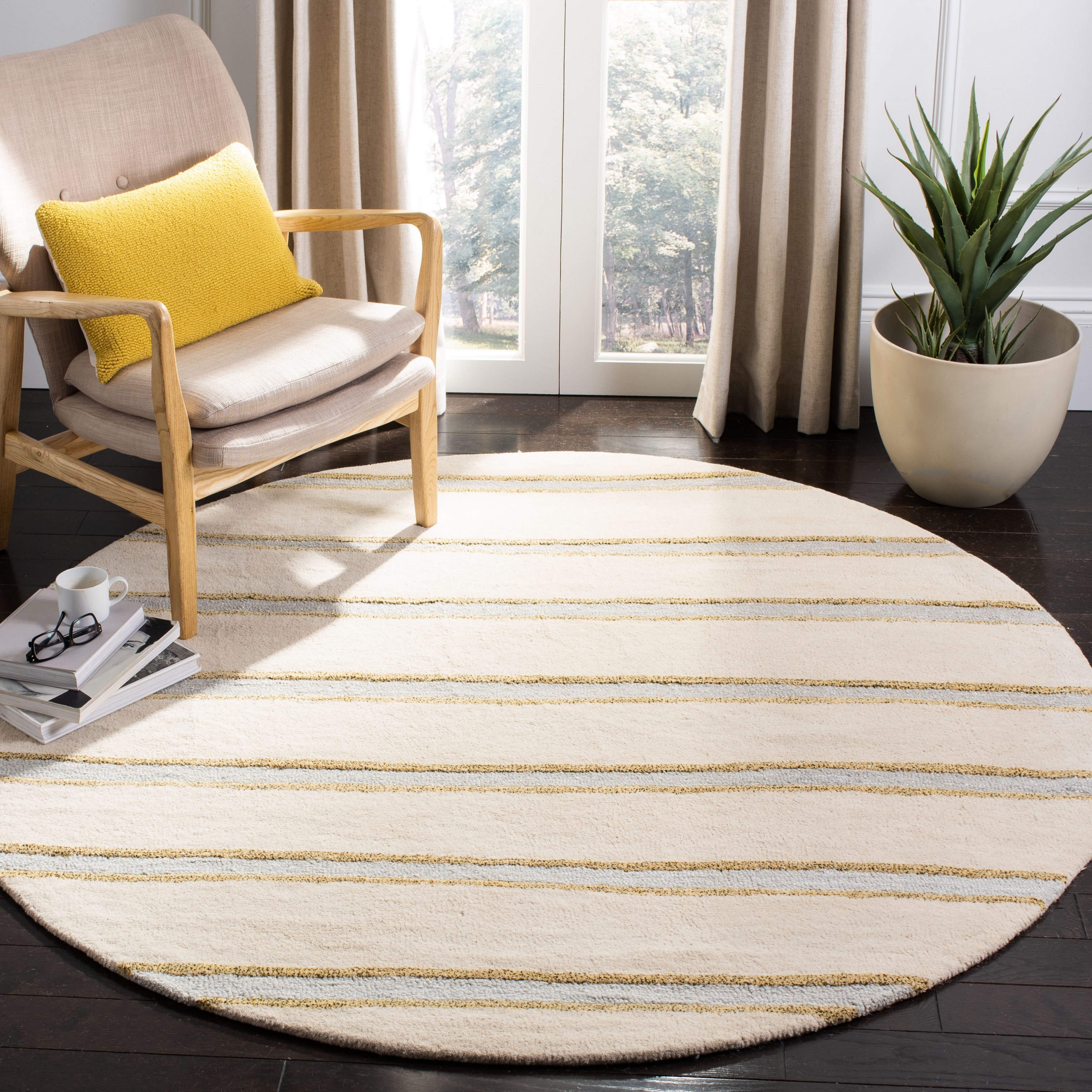 Martha Stewart by Safavieh Chalk Stripe Wool/ Viscose Rug ...