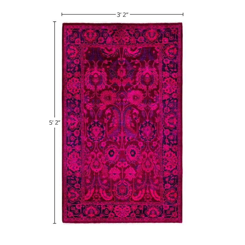 Overdyed, One-of-a-Kind Hand-Knotted Area Rug - Pink - 3' 2" x 5' 2"